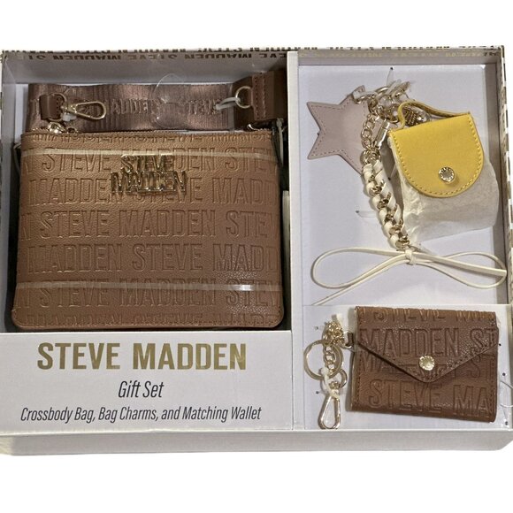 Steve Madden 3-Piece Gift Set – Crossbody Bag, Matching Wallet & Bag Charms - Picture 1 of 5